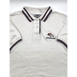 Vintage Lee Sport Women's Denver Broncos‎ Polo Shirt Short Sleeve White M 0459